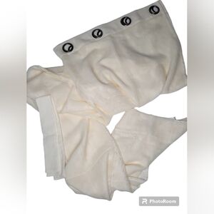 Two Pottery Barn Sheer Mesh Grommet Curtain Drapes With Tie Backs 50" by 108"